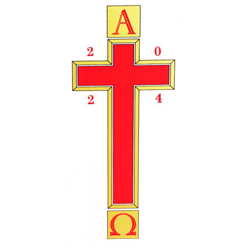 Alpha & Omega Red & Gold Cross