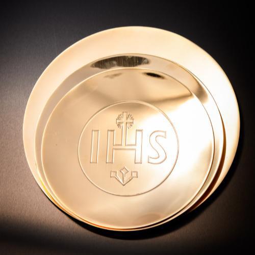 Gold-Plated Paten with IHS Symbol